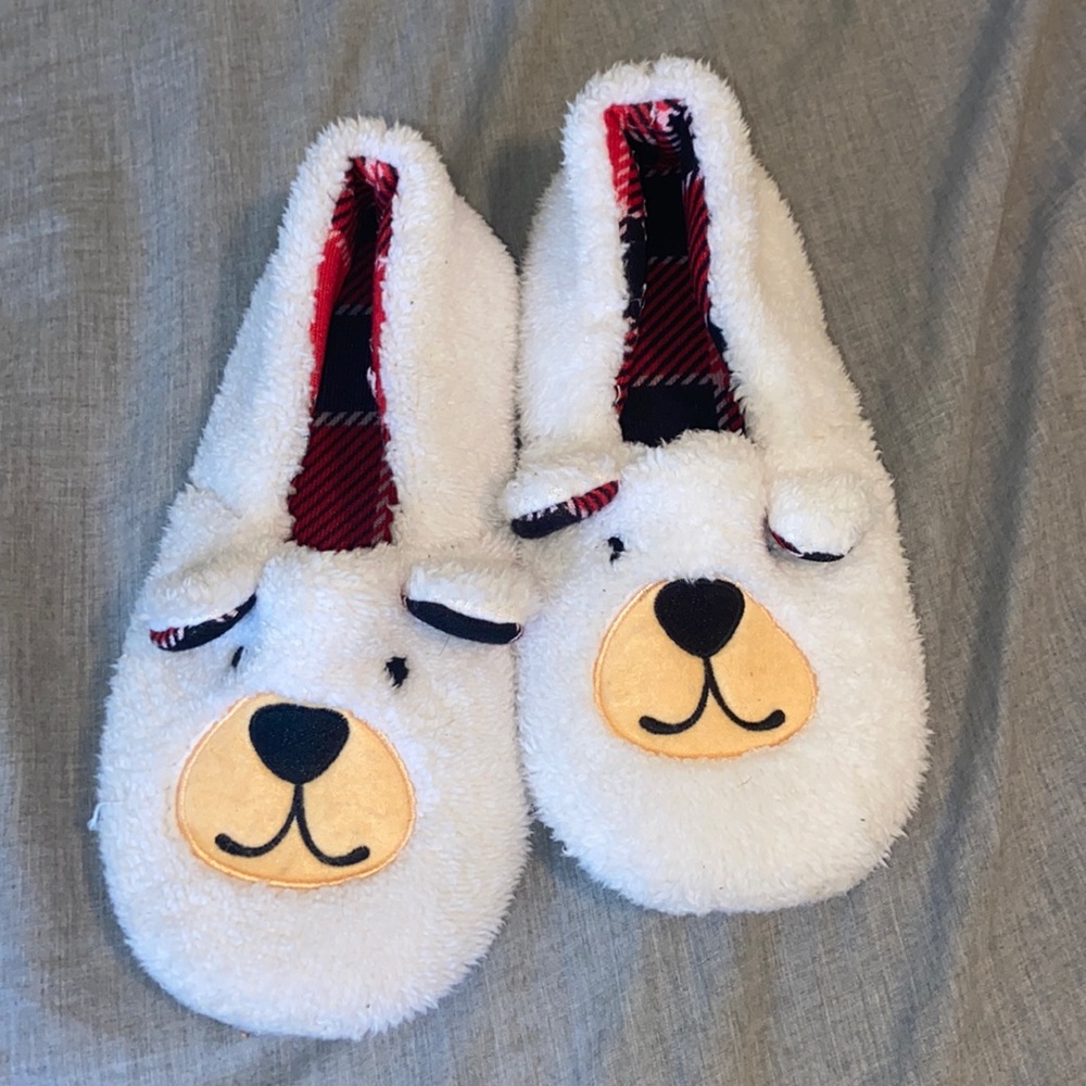 Plaid Polar Bear Slippers